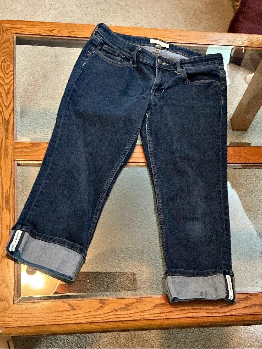 Banana Republic Skinny Fit Dark Wash Cuffed Ankle Jeans Waist 29